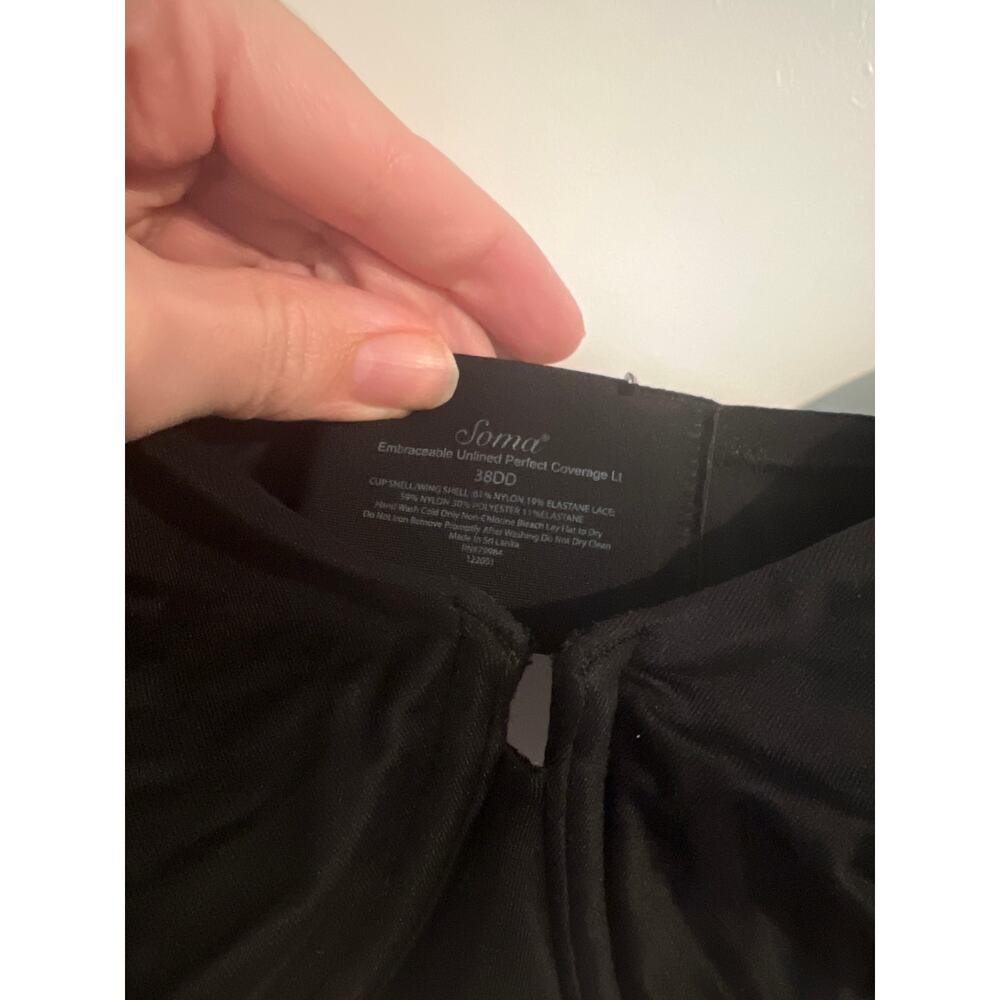 Soma Embraceable Unlined Perfect Coverage Bra – 38DD – Black - Picture 3 of 6
